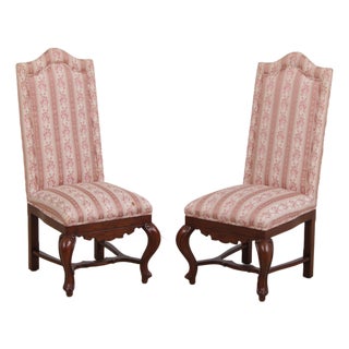 Pair of High Back Upholstered Chairs For Sale