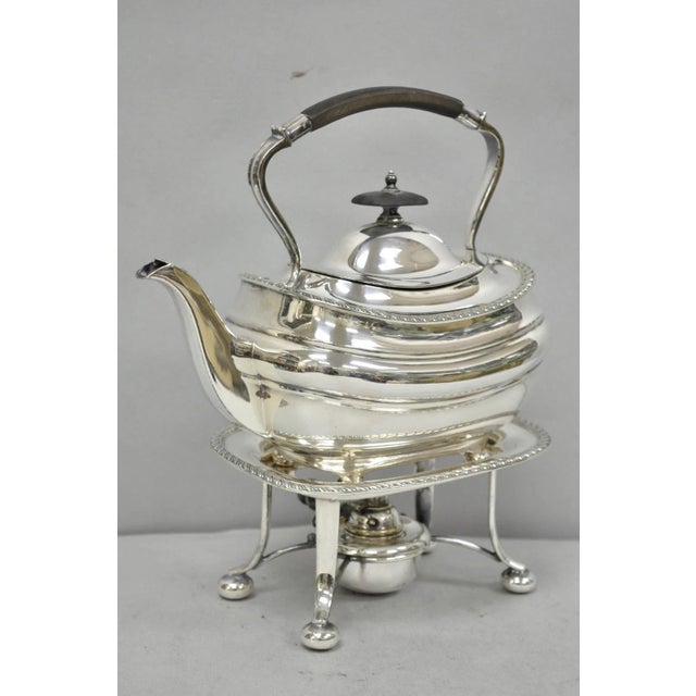 Victorian Antique Walker Hall Sheffield Silver Plated Teapot Spirit Kettle on Warmer Stand For Sale - Image 3 of 18