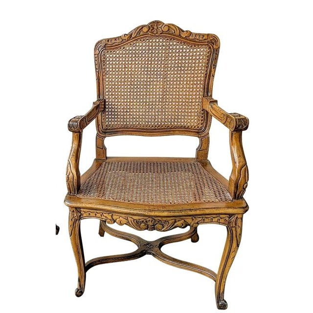 French Vintage Custom Cushion Fits Louis XV Style Arm Chair For Sale - Image 3 of 3