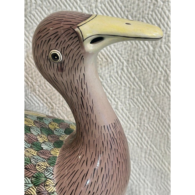 Mid 20th Century Chinoiserie Duck or Goose Tureen on Carved Wood Stand For Sale - Image 4 of 12