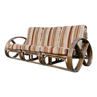 Vintage Rattan Paul Frankl Style Pretzel Sofa For Sale