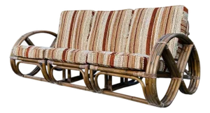 Vintage Rattan Paul Frankl Style Pretzel Sofa
