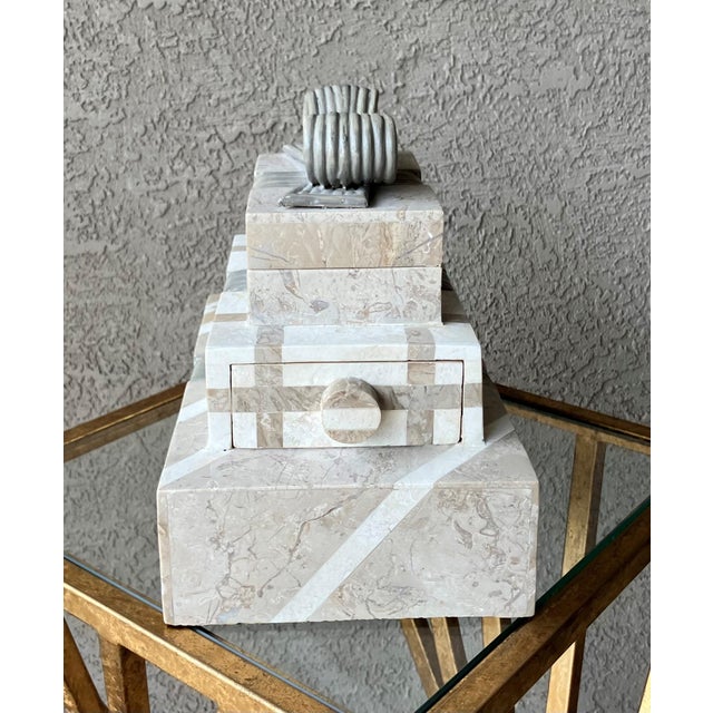 Whimsical Circa 1980 Multi-Tier Tessellated Travertine Stone Jewelry Box by Renoir Designs For Sale - Image 15 of 18