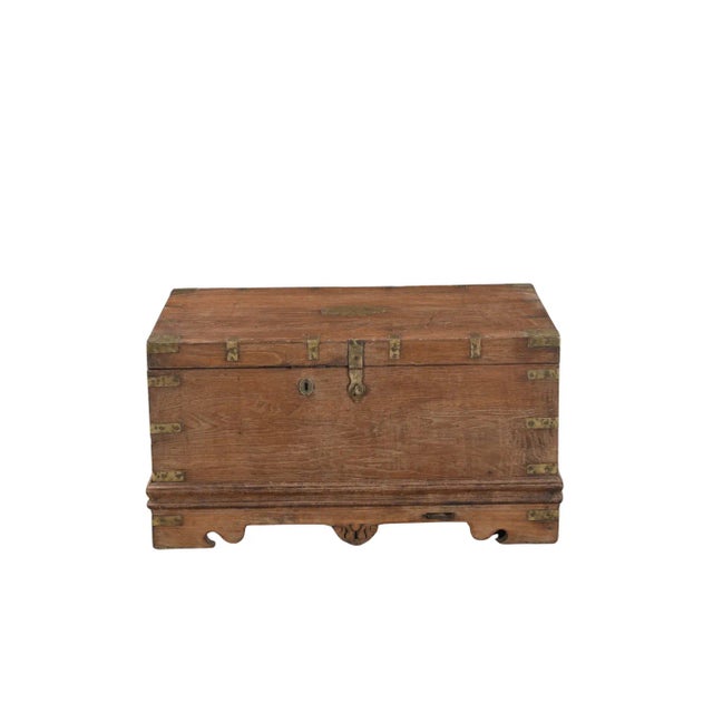 English Antique Anglo/Indian Teakwood Blanket Chest/Small Coffee Table For Sale - Image 3 of 5