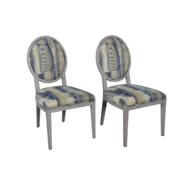 Contemporary Basset Attributed Oval Back Side Chairs, a Pair For Sale - Image 3 of 7