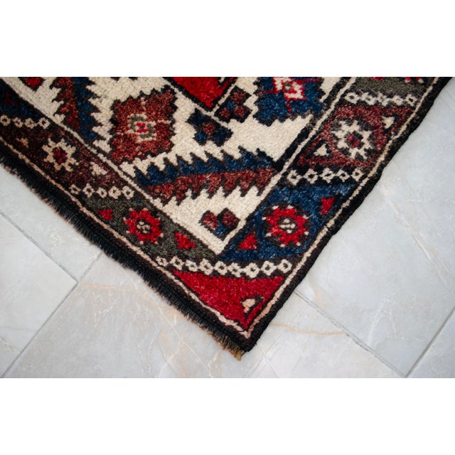 1960s Authentic Turkish Rug, Red & Indigo Wool Carpet, Hand-Spun Anatolian Rug, Sustainable Antique Rug For Sale - Image 12 of 16