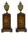19th Century French Empire Bronze Vases with Inlaid Wood, Set of 2 For Sale