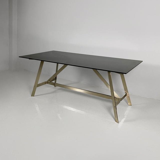 Italian Modern Dining Table in Smoked Glass and Steel from Formanova, 1970s For Sale - Image 18 of 18