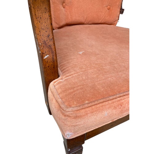 Vintage Dusty Rose Upholstered Cane Back Barrel Accent Chair For Sale - Image 4 of 11