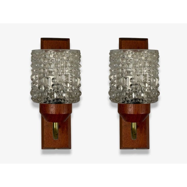 Mid-Century Modern Danish Modern, Teak, Brass, Glass, Wall Lights, Denmark, 1960s For Sale - Image 3 of 8