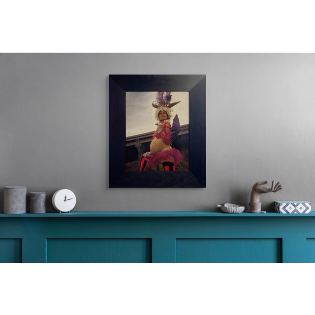 The Mooring of Scarlet by Pamela Wilson | Oil on canvas Portrait of a woman in costume with a ship hat. For Sale - Image 4 of 5