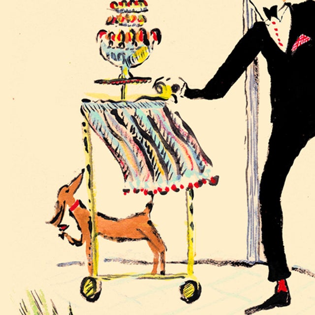 Dog on the Martini Cart Original Contemporary Figurative Print by Pauline De Roussy De Sales For Sale In New York - Image 6 of 6