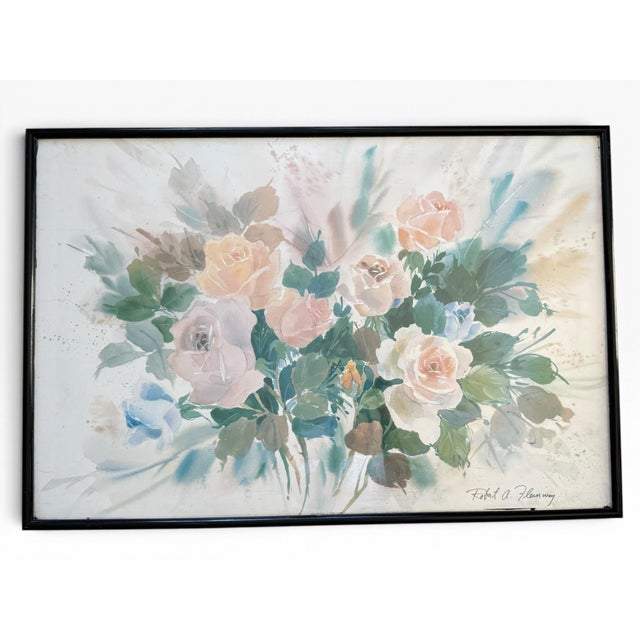 A beautiful vintage 1989 floral print titled Rose Explosion by American artist Robert Fleming. The composition features an...