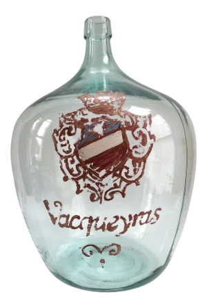 Monumental French Vineyard Wine Demi John Bottle With Hand Decorated Crest