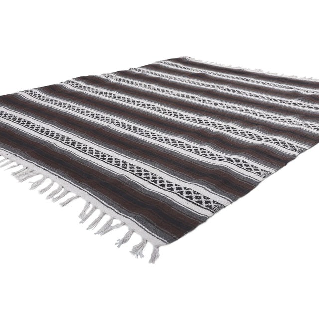 78537 Modern Vintage Striped Indian Kilim Rug, 04'09 x 05'11. Discover the seamless union of simplicity and contemporary...