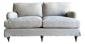 English Arm Loveseat Upholstered in Natural Hemp