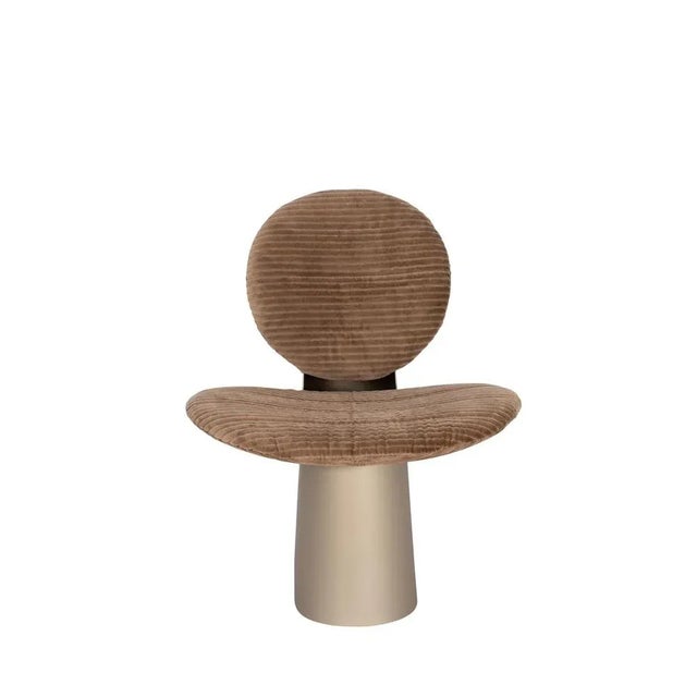 Pilota cord brown pearl beige lounge chair by pulpo dimensions: d 65 x w 75 x h 75 cm materials: leather, cord, faux fur,...