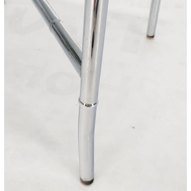 Maison Baguès Pair of Chrome Metal Faux Bamboo x Base Smoked Glass End Side Tables For Sale - Image 4 of 13