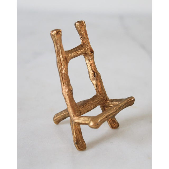 Vintage Miniature Hollywood Regency-Style Brass Faux Bamboo Tabletop Easel For Sale - Image 4 of 12