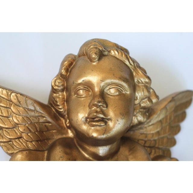 Hollywood Regency Vintage Cherub Wall Hanging For Sale - Image 3 of 8