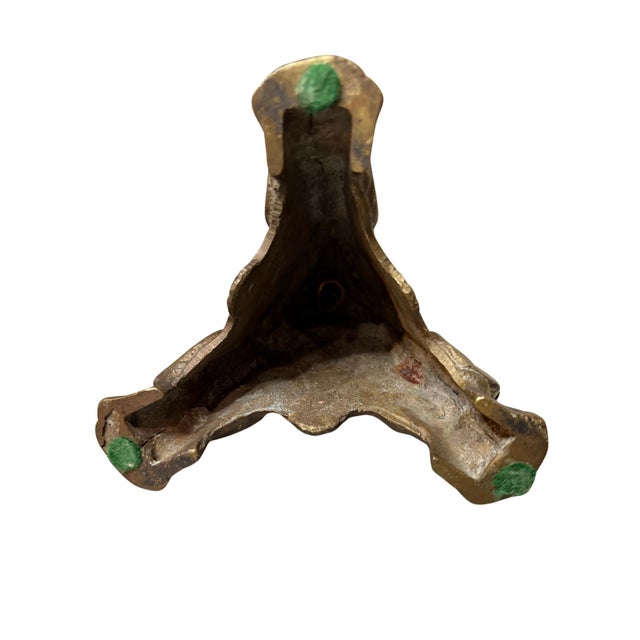 Gothic Antique Brass Gothic Church Candlestick – Chapel/Monastery Altar Candle Holder With Lion Paw Feet For Sale - Image 3 of 7