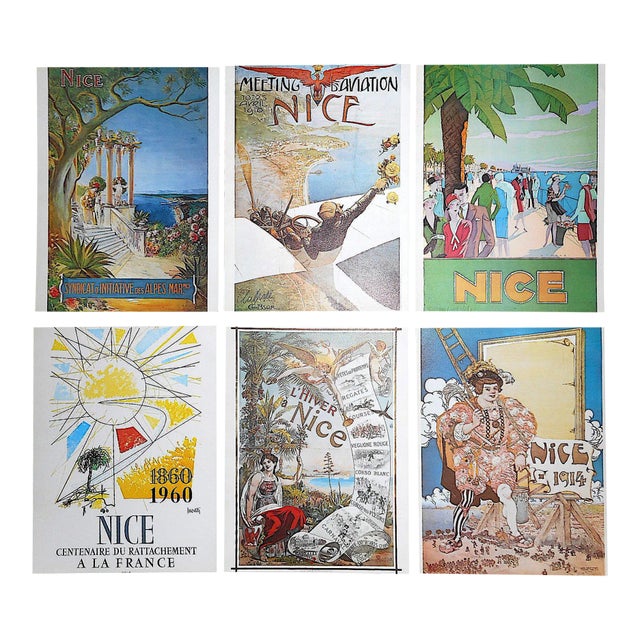 Set of 6-Vintage Posters-Listed Artists - Nice, France C.1973 For Sale