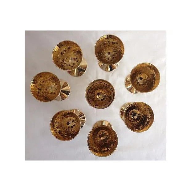 C.1960's Hollywood Regency Era 24k. Gold Interior Motif of Honeycomb Prism Cordials - Set of 8 For Sale - Image 4 of 7