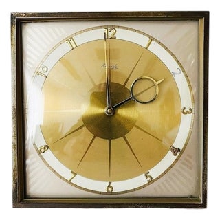 Art Deco Starburst Table Clock Brass from Kienzle, 1930s For Sale