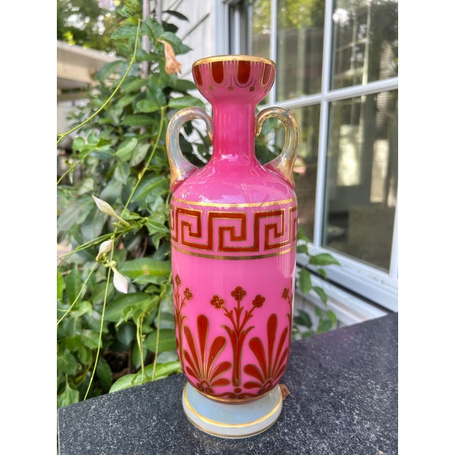 19th Century Continental Pink Opaline Glass Vase For Sale - Image 9 of 9