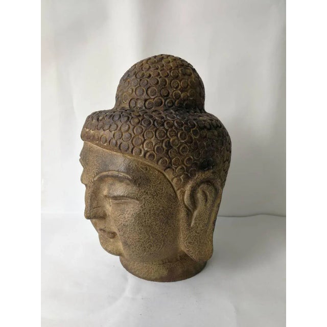Chinese Hand Carved Stone Buddha Head For Sale - Image 3 of 11