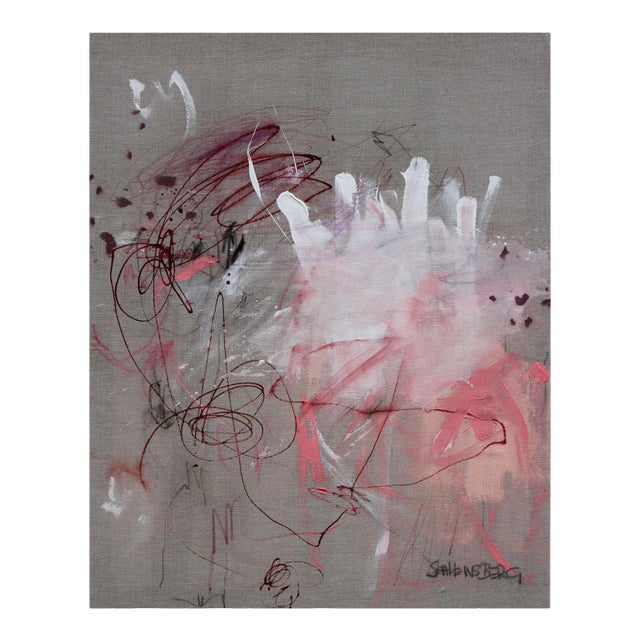 Contemporary Abstract Mixed Media on Raw Linen "Soliloquy (New Beginnings)" by Daniela Schweinsberg For Sale