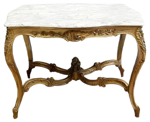 Regency Style Marble & Giltwood Table, Late 19th Century
