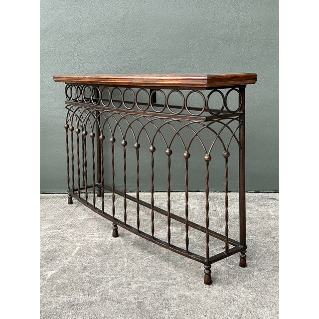 Vintage Twisted Wrought Iron Console Table For Sale - Image 4 of 12