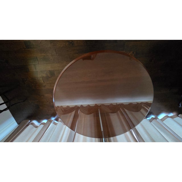 Wood 1980s Ethan Allen Solid Cherry Wood Pedestal Extension Dining Table With Glass Top For Sale - Image 7 of 15