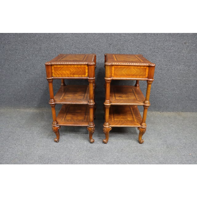 Brown Maitland-Smith Inlaid Mahogany End Tables For Sale - Image 8 of 13