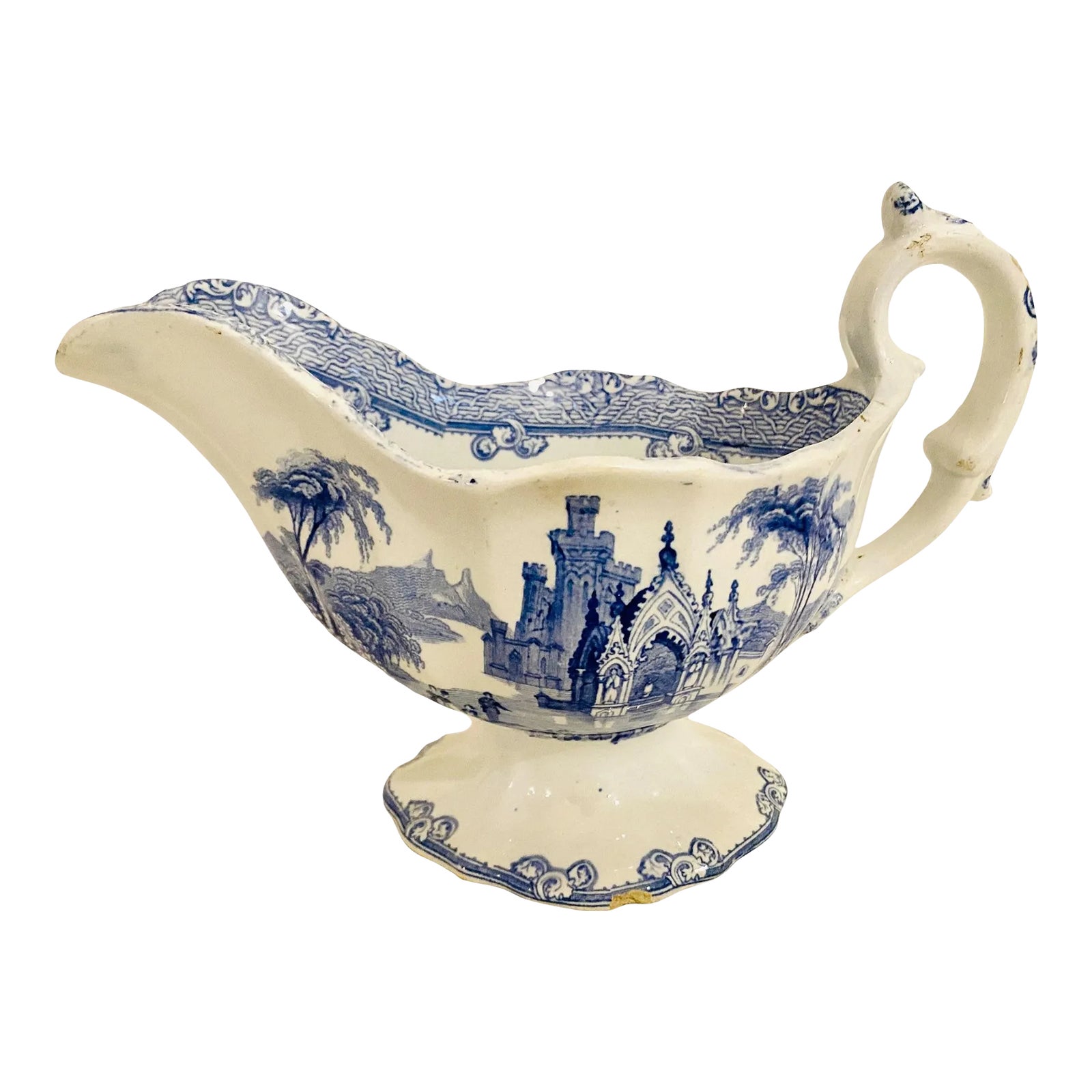 Antique J & G Alcock Cobridge Gravy Boat Cologne Pattern 1843 | Chairish