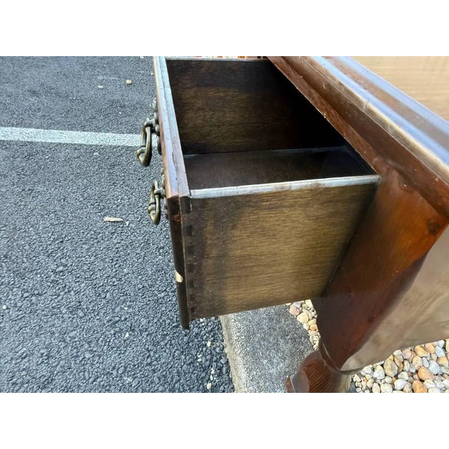 Vintage Rustic Style Dark Stained Finish Side Table For Sale - Image 12 of 15