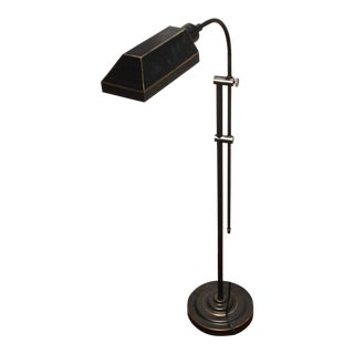 Dark Bronze Gold Trimmed Pharmacy Task Floor Lamp For Sale