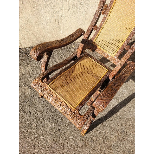Indian Folding Armchair in Carved Wood For Sale - Image 16 of 18