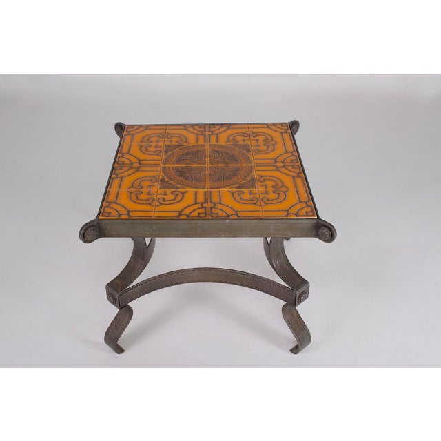 Mid-Century Modern Ceramic and Wrought Iron Coffee Table, France, 1960s For Sale - Image 3 of 8