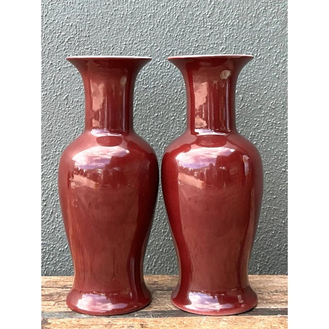 Vintage Chocolate Ceramic Vases - A Pair For Sale - Image 12 of 12
