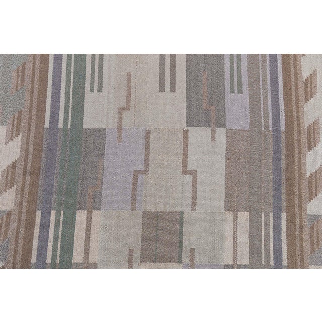 Art Deco Doris Leslie Blau Scandinavian Art Deco Vintage Abstract Beige Flatweave Carpet For Sale - Image 3 of 7