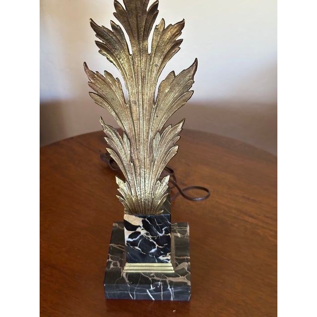 1950s Acanthus Bronze & Portoro Marble Base Table Lamp For Sale - Image 10 of 13