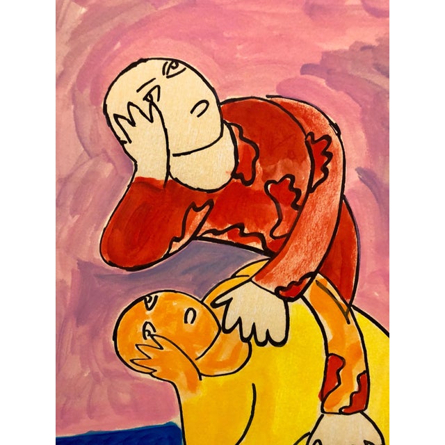 Pop Art Sandro Chia, Woodblock Heliorelief With Hand Painting "Novel" Italian Post Modernist Pop Art For Sale - Image 3 of 5