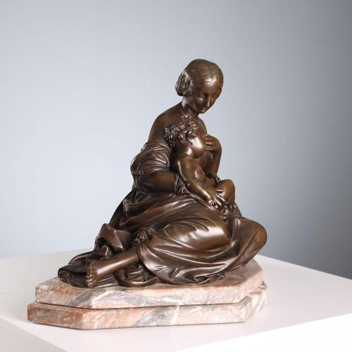 Brown Mother and Child Figure by James Pradier For Sale - Image 8 of 13