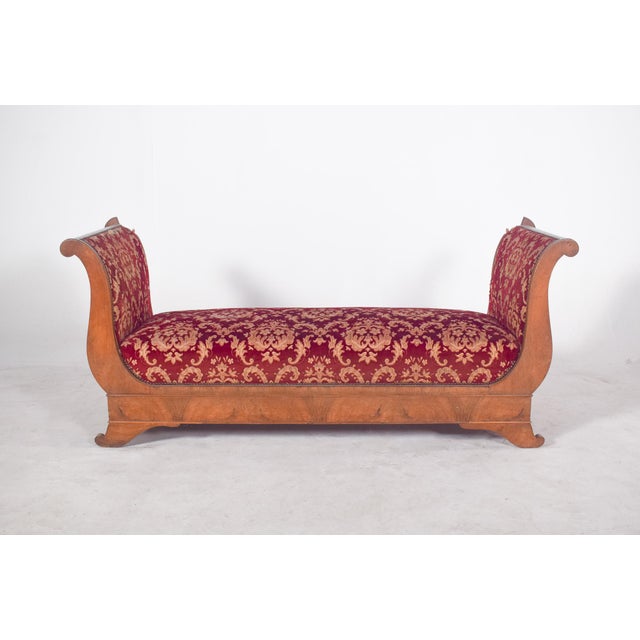 Empire French Canape Upholstered in Red Fabric For Sale - Image 3 of 10