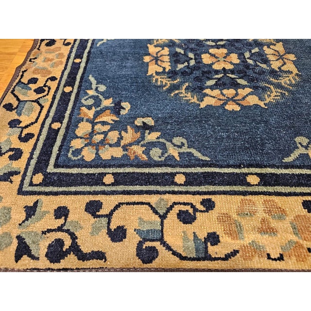 Late 19th Century 19th Century Chinese Peking Area Rug With Floral & Bird Motifs For Sale - Image 5 of 9
