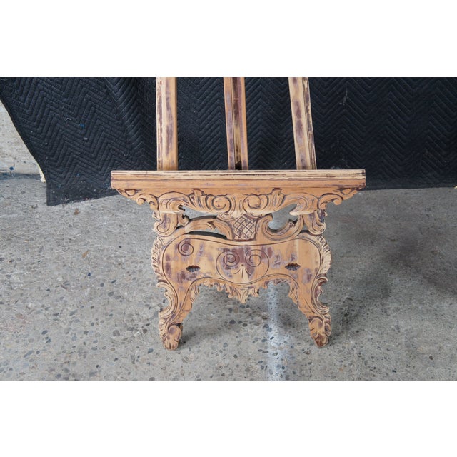 Late 20th Century Baroque Rococo Revival Mahogany Artist Easel Adjustable Art Painting Display 64" For Sale - Image 6 of 11