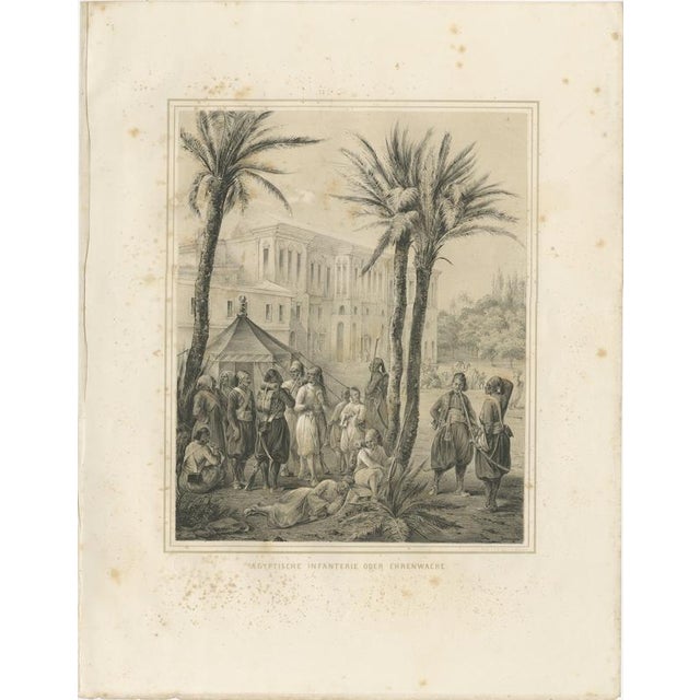 Antique Egyptian Infantry Guard Scene from Maximilian in Bavaria, 1846 This refined and historically rich 19th-century...