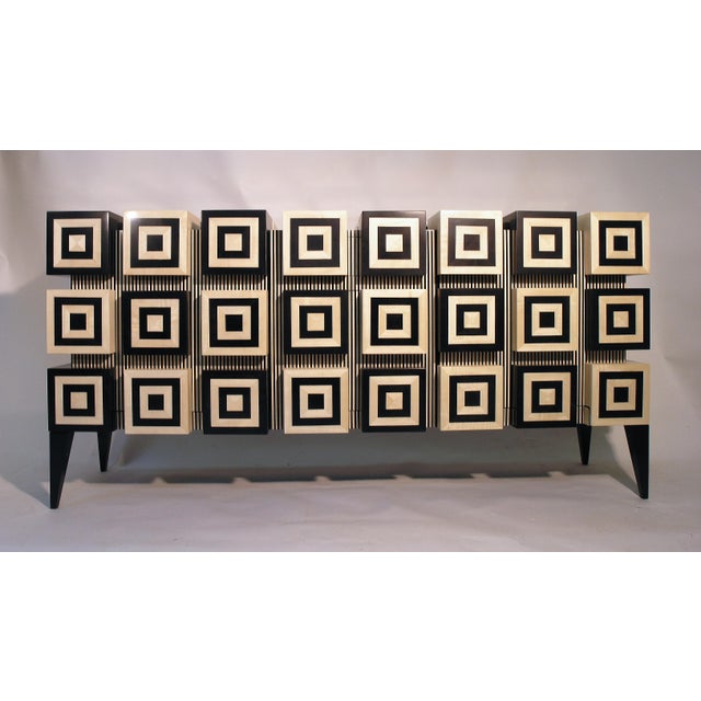 Ondulation Buffet in Black and White Sycamore Marquetry by Aymeric Lefort For Sale - Image 14 of 14